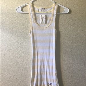 Hollister Striped Tank Top With Lace Detail